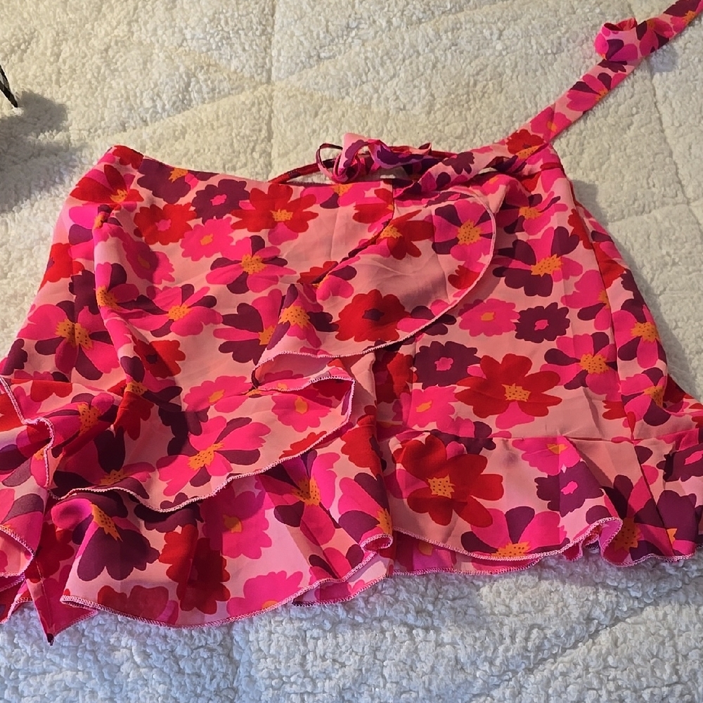 Floral Pink Mini Skirt